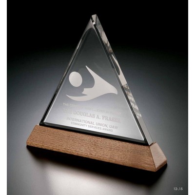 Acrylic Triangle Award w/ Wood Base