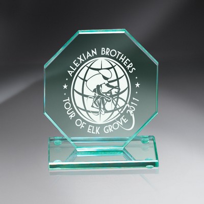 Premium Jade Glass Octagon on Base (Medium)