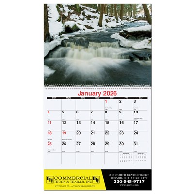 Waterways Monthly Wall Calendar w/Coil Binding (10 5/8"x 18 ¼")