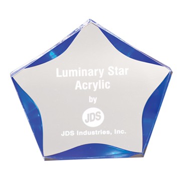 Clear Luminary Star Acrylic Award w/ Blue Trim (5")