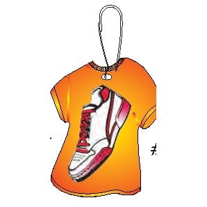 Sneaker T-Shirt Zipper Pull w/ Black Back & Metal Clip