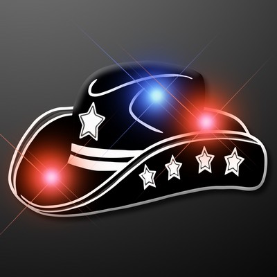 Country Western Black Cowboy Hat Flashing Pins - BLANK