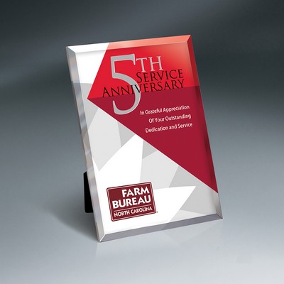 Beveled Custom Digi-Color Glass Plaque with Easel (5" x 7")