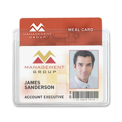 Horizontal Credit-Card-Size 2-Pocket Premium Vinyl Badge Holders, 3.5" x 2.38"