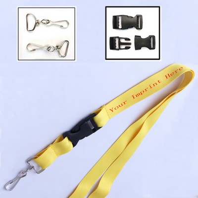 3/4" Polyester Lanyard with Metal Swivel Snap Hook & Snap Buckle Release