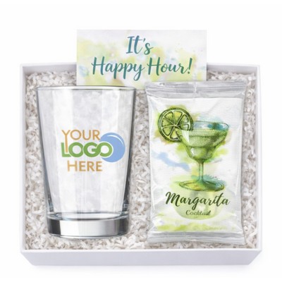 Happy Hour Margarita Gift Box with Custom Logo Glass