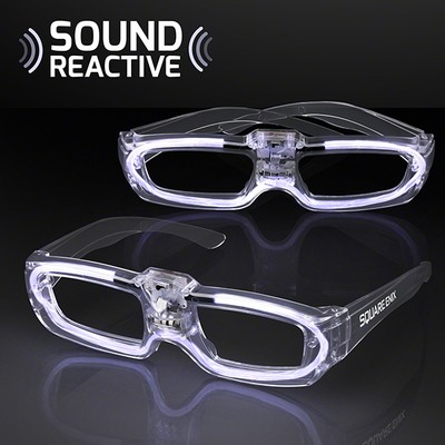 Flashing White LED 80s Style Shades, Sound Reactive - PRINTED