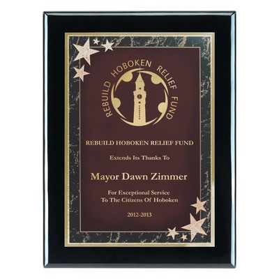 Plaque - 8"x10" Wall Plaque w/ Red Corner Star Plate (6"x8")