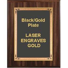Walnut Plaque 9" x 12" - Black/Gold 7" x 10" Teardrop Plate