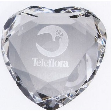 Optical Crystal Faceted Heart Paperweight
