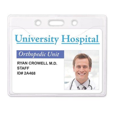 Horizontal PureClear™ Credit-Card-Size PVC-Free Vinyl Badge Holder, 3.38" x 2.38"