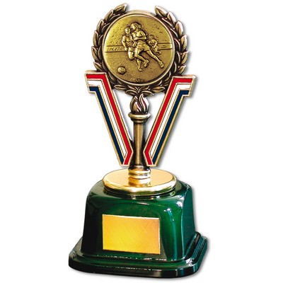 Stock 7" Trophy with 2" Soccer Female and Engraving Plate