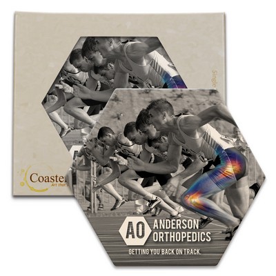 CoasterStone Hexagon Absorbent Stone Coaster - Single (4 1/4")