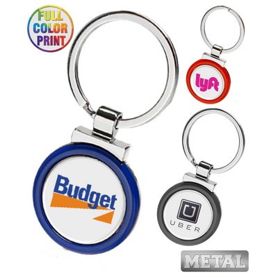 Union Printed - Round Metal Color Keychain with Full Color Dome Print