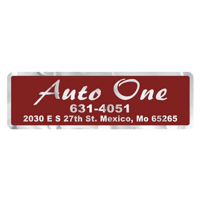 Car-Cal Dealer Decal | Rectangle | 1 3/4" x 5 3/4" | Brushed Chrome