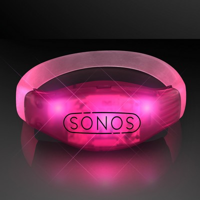 Sound Activated Light Up Pink LED Flashing Bracelets - PRINTED