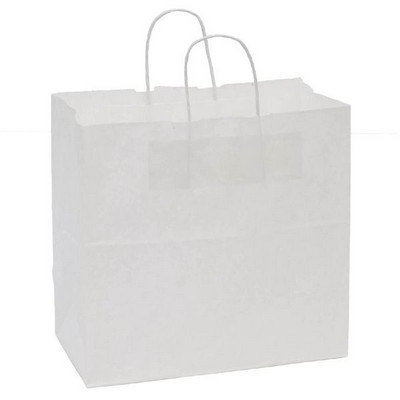 Food Service White Kraft Paper Panther Shopping Bag (13"x7"x13")
