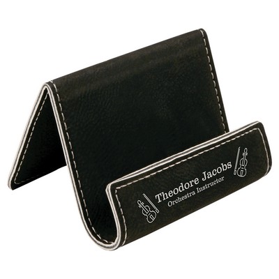 Leatherette Phone Easel (Black/Silver)