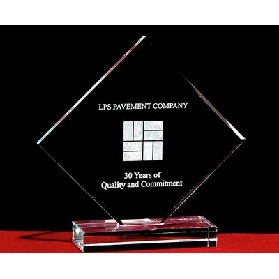 Crystal Rhombus Plaque w/Custom Etching - Medium