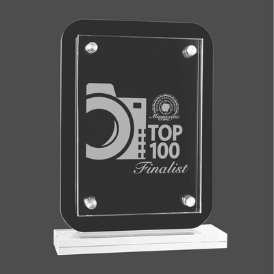 Black Floating Glass Standup Plaque (6½"x8¾")