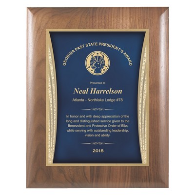 Walnut Plaque w/Blue Showtime Plate (9"x12")