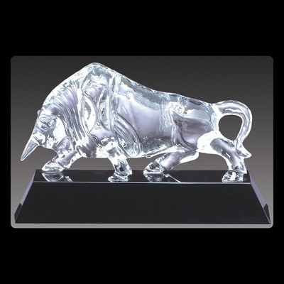 Optical Crystal Bull Award on Black Base (13"x4¾")