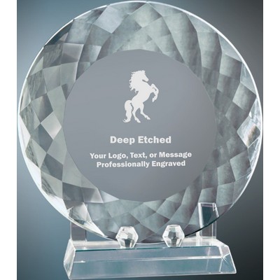 8 1/2" Crystal Plate with Base Award