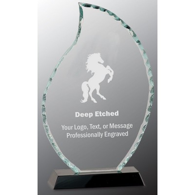 9 1/2" Flame Facet Glass Award on Black Base