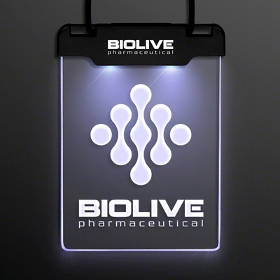 White Space Glow Light Badge Necklace - PRINTED