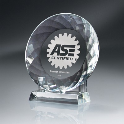 Round Crystal Plate with Crystal Stand (8"x8"x2.25")