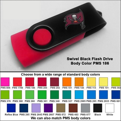 Swivel Black Flash Drive - 2 GB Memory - Body PMS 186