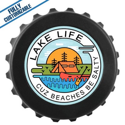 Black Magnetic Bottle Cap Opener (3")