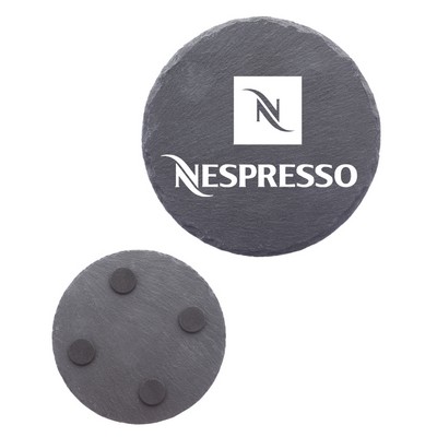 Union Printed - Circle-Shaped Slate Coasters Black EVA Bottom Pads on the Back