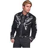 Men's Floral Embroidered Sleeve & Yoke Shirt