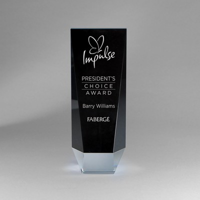 Slant Front Black And Clear Crystal Obelisk (3"x9.25"x3.125")