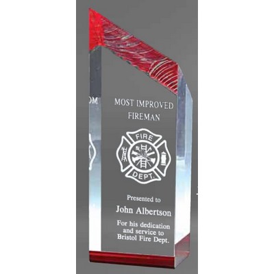 Medium Acrylic Red Chisel Carve Tower