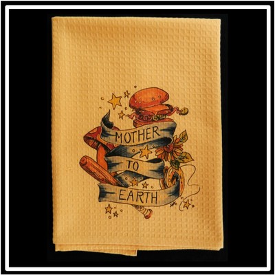 Melon Waffle Weave Kitchen Towel with Custom Print
