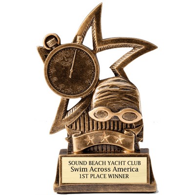 6" Swimming Sweeping Star Resin Trophy