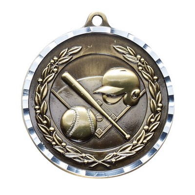 2 ¾" Baseball Medal w/3D Diamond Engraved Cast Satin