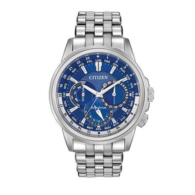 Citizen Men's Calendrier Eco-Drive Stainless Steel Watch w/Dark Blue Dial