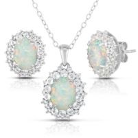 Jilco Inc. Opal & White Topaz Earring & Necklace Set