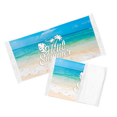 Full Color Microfiber Beach Towel W/ Tassel - 55 X 28