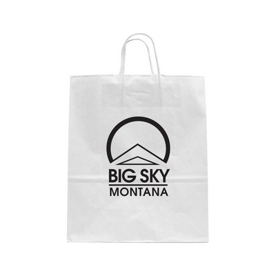 White Kraft Paper Shopping Bag (12"x9"x15.75")