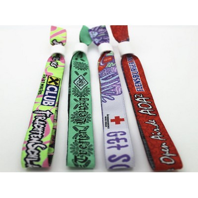 Custom woven tradeshow wristband with lock up to 4 color woven design 0.75" x 12.25"
