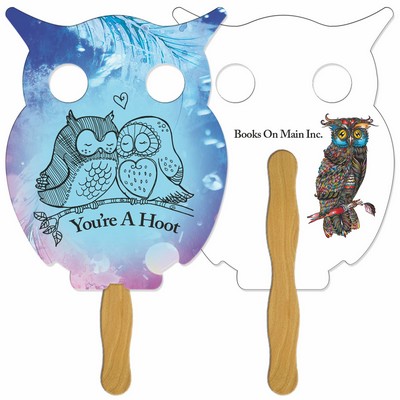 Owl Hand Fan Full Color (2 Sides)