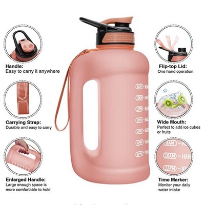 Leakproof Motivational Water Bottle w/Time Marker & Sturdy Handle