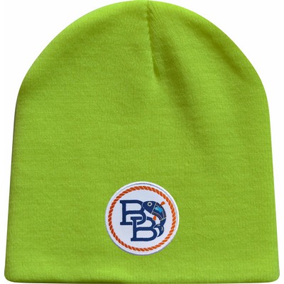 Classic Cuffless Beanie with Woven Patch