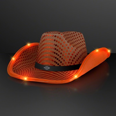 Shiny Orange Cowboy Hat with Black Band - PRINTED