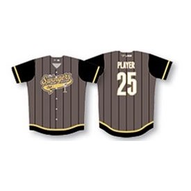 Full Button Up Baseball Striped Jersey w/Colorblock Sleeves