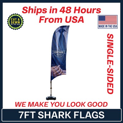 Shark Flag 7' Premium Single-Sided w/Plastic Water Base & Carry Bag - Made in the USA
